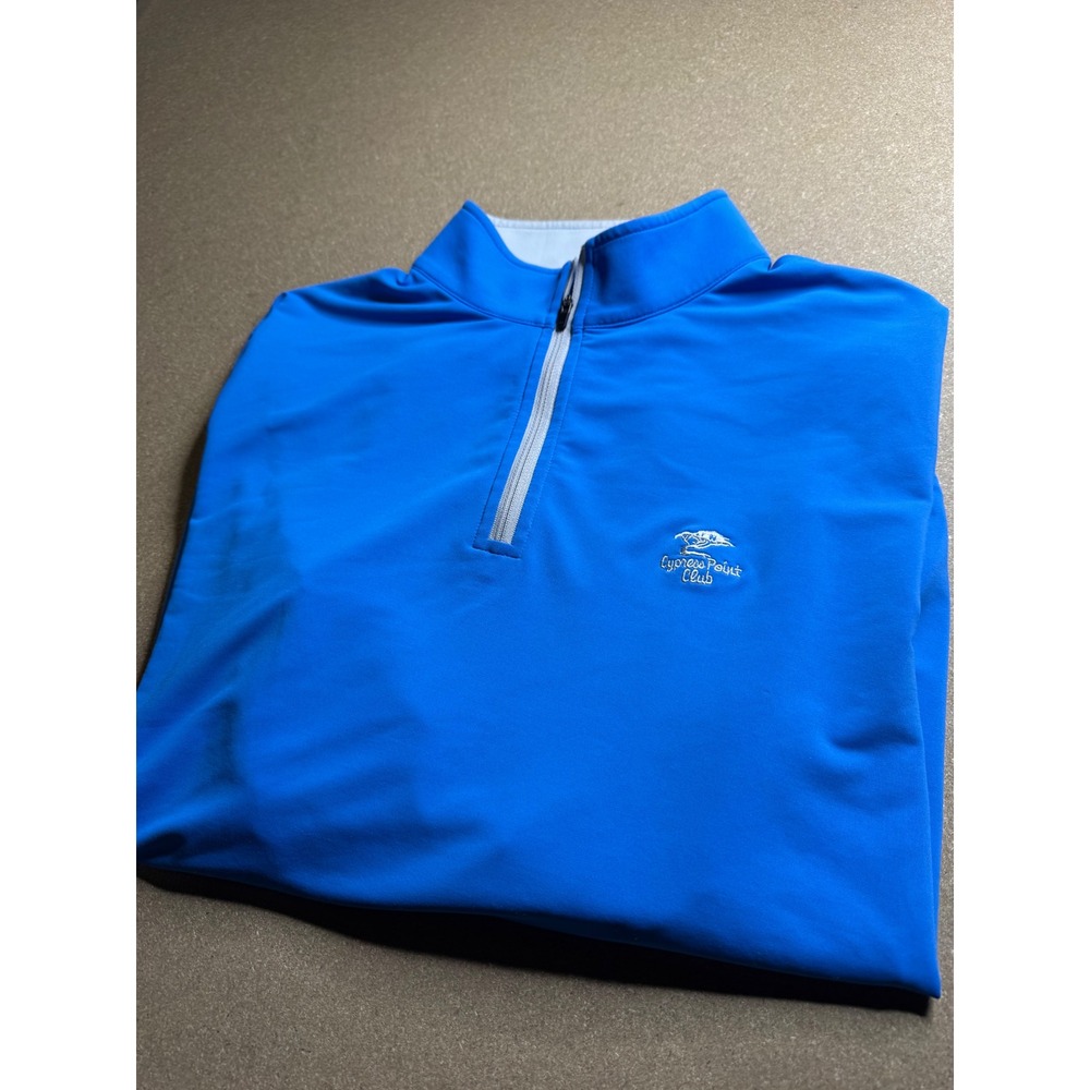 Peter Millar Mens Cypress Point Club Wicking Quarter Zip Pullover Blue Large